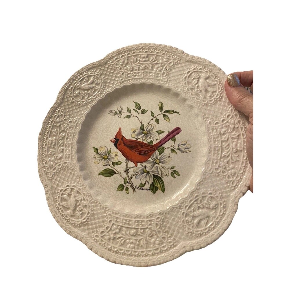 Royal Cauldon Luncheon Plate Red Cardinal Bristol Ironstone Henry Pausch